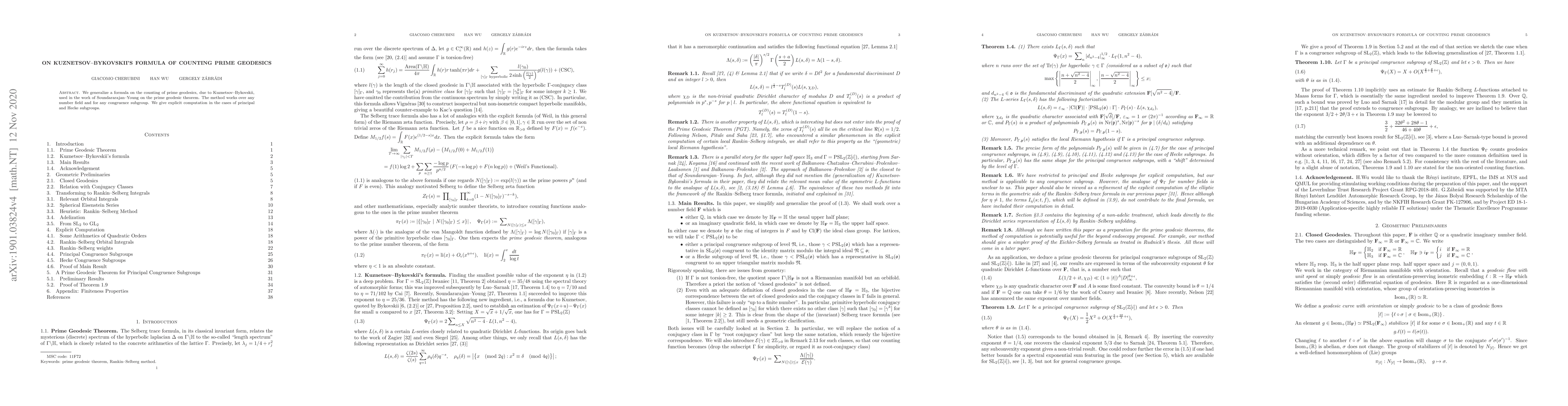Thumbnail for On Kuznetsov-Bykovskii's formula of counting prime geodesics