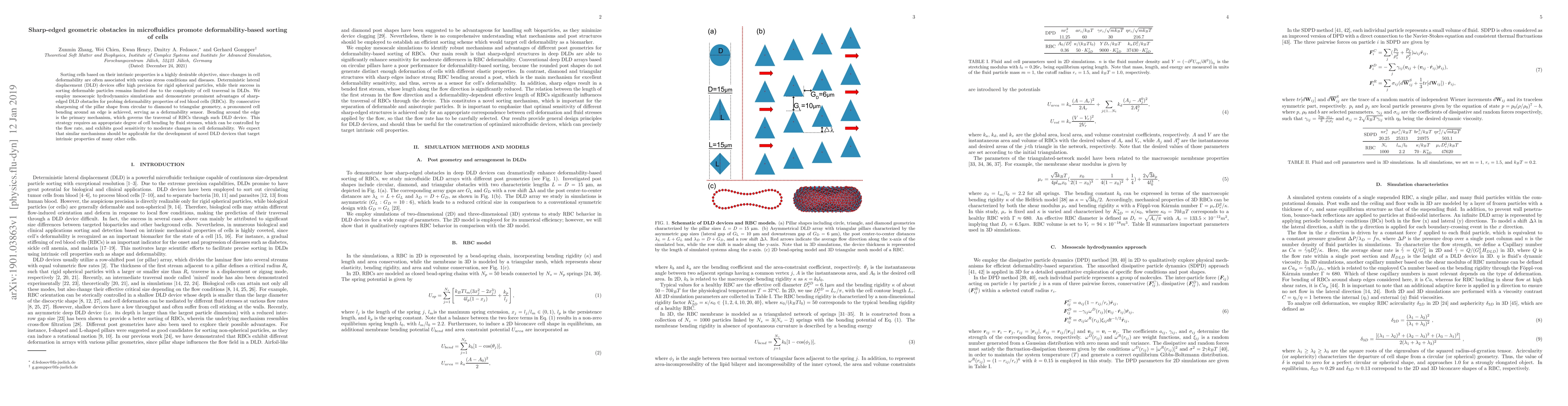 Thumbnail for Sharp-edged geometric obstacles in microfluidics promote
  deformability-based sorting of cells