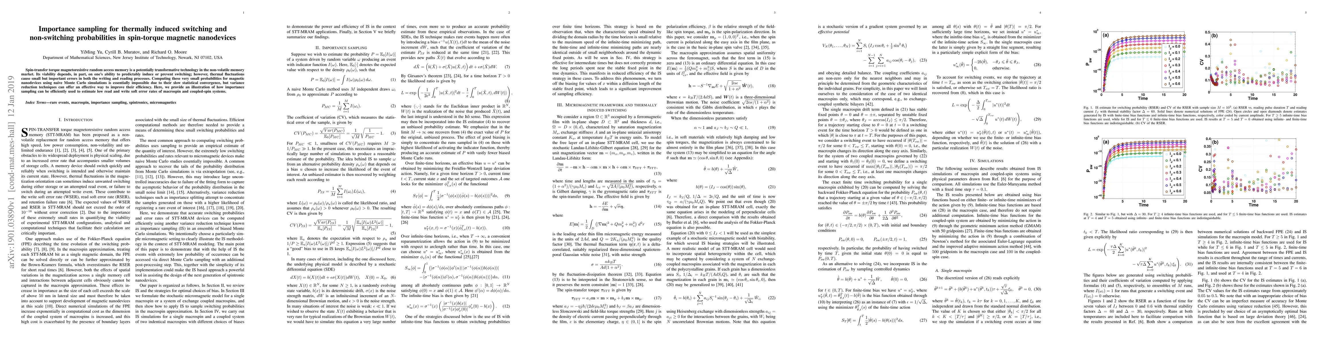 Thumbnail for Importance sampling for thermally induced switching and non-switching
  probabilities in spin-torque magnetic nanodevices