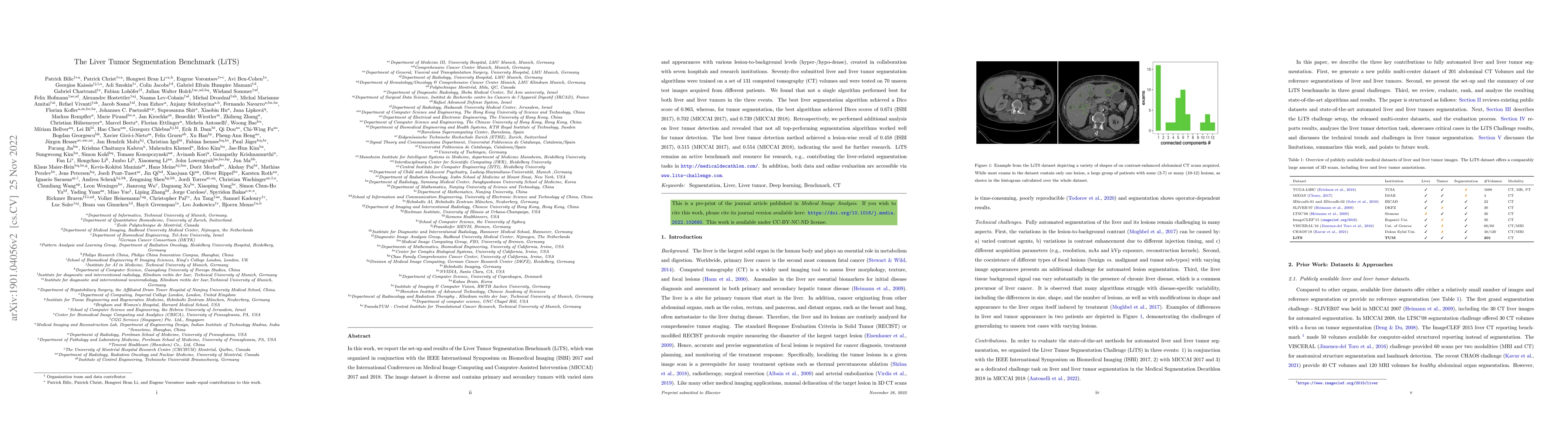 Thumbnail for The Liver Tumor Segmentation Benchmark (LiTS)