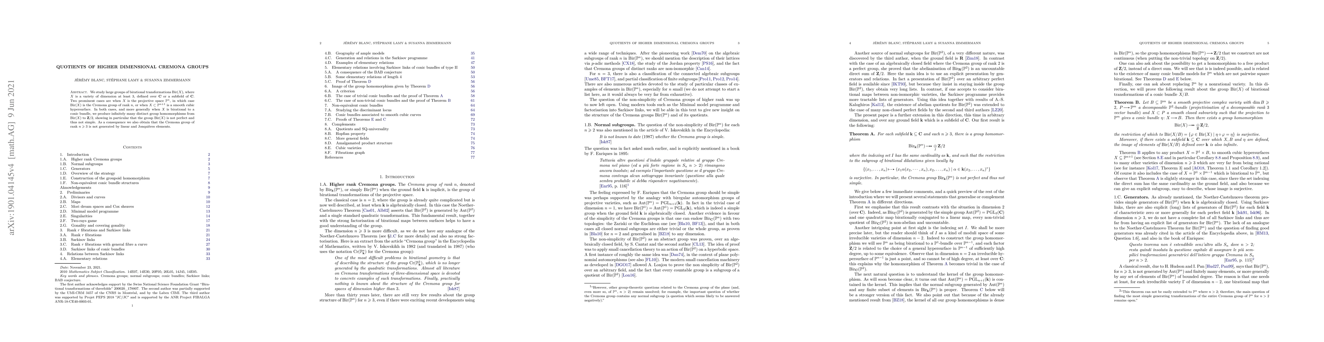 Thumbnail for Quotients of higher dimensional Cremona groups