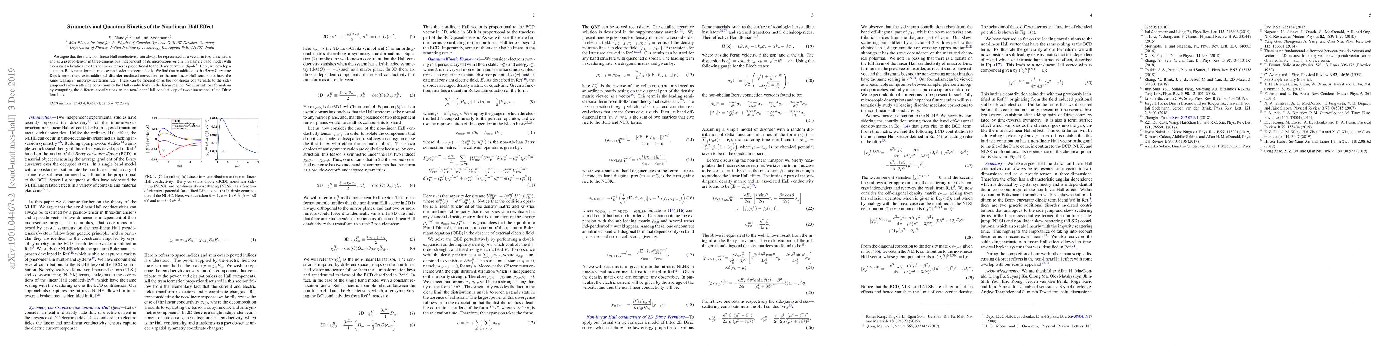 Thumbnail for Symmetry and Quantum Kinetics of the Non-linear Hall Effect