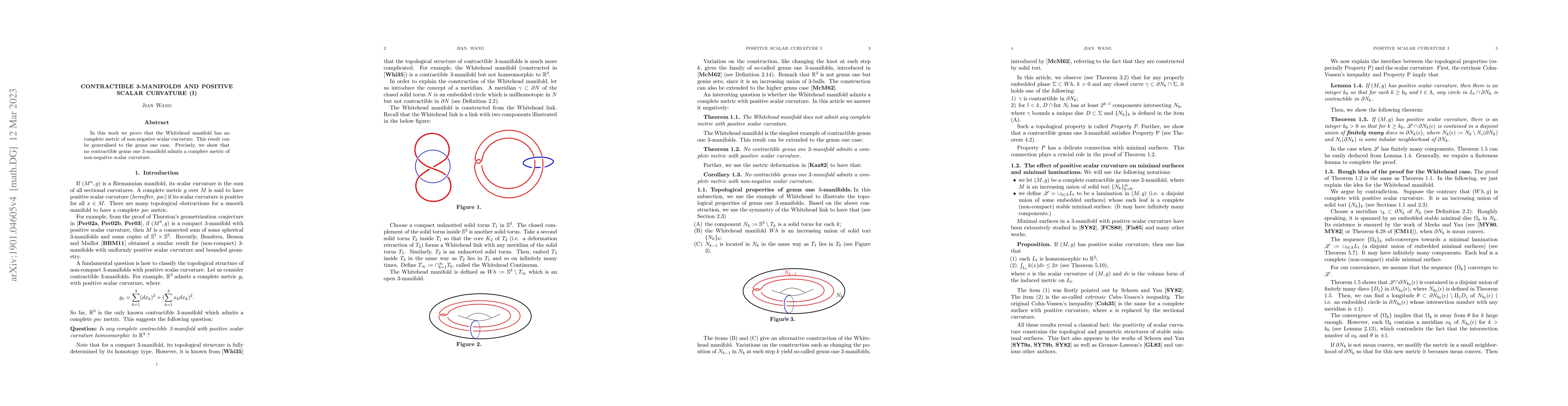 Thumbnail for Contractible $3$-manifold and Positive scalar curvature (I)