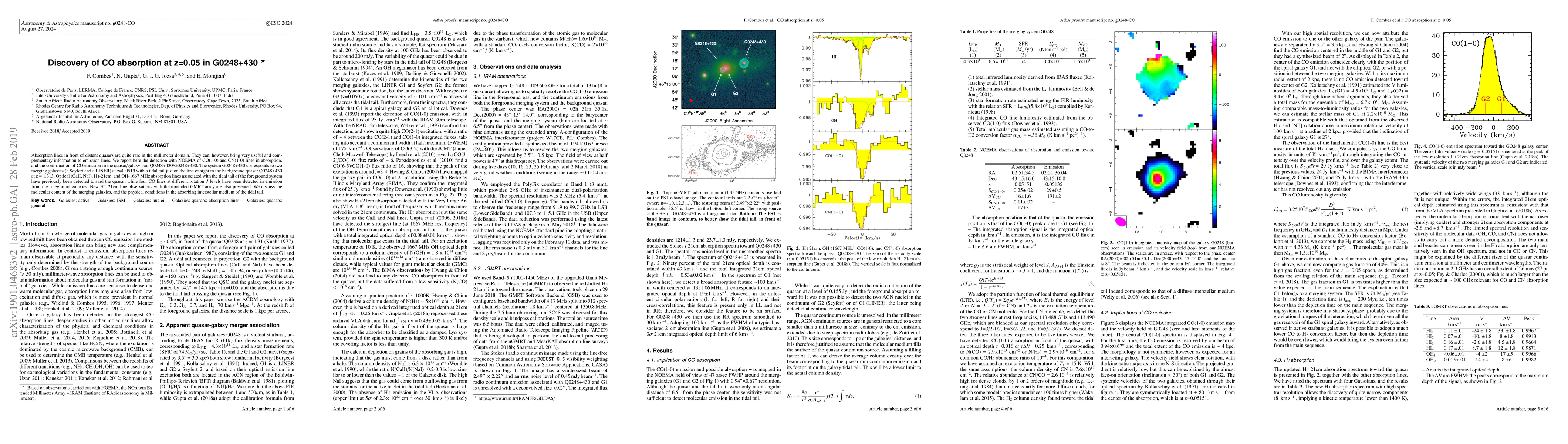 Thumbnail for Discovery of CO absorption at z=0.05 in G0248+430