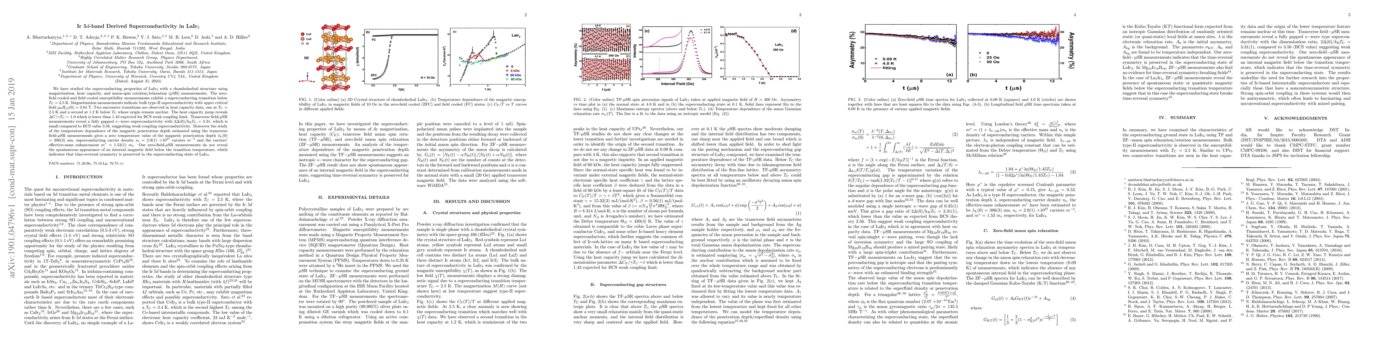 Thumbnail for Ir 5$d$-band Derived Superconductivity in LaIr$_3$