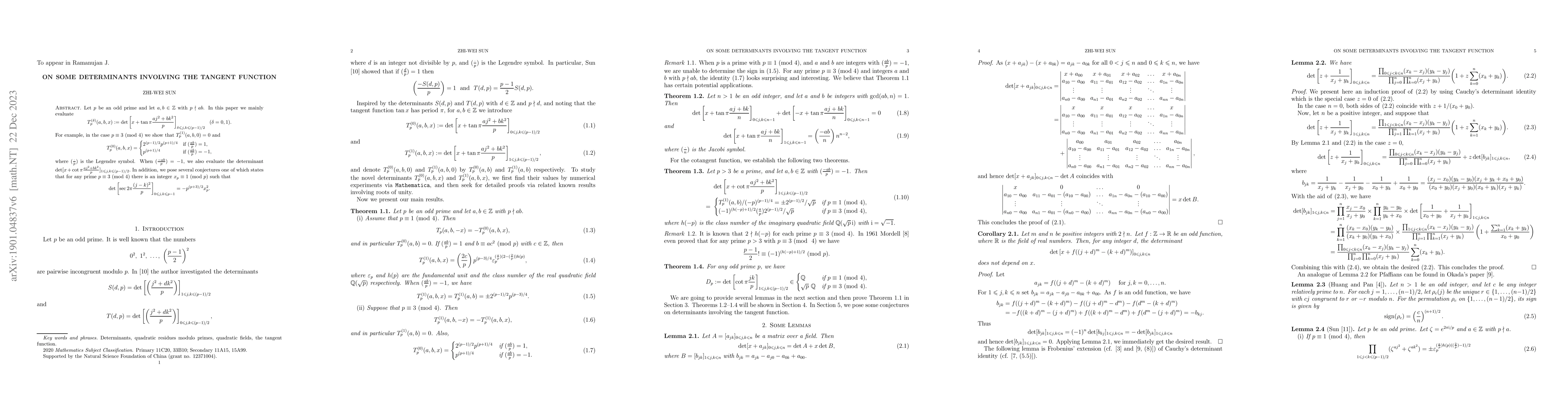 Thumbnail for On some determinants involving the tangent function