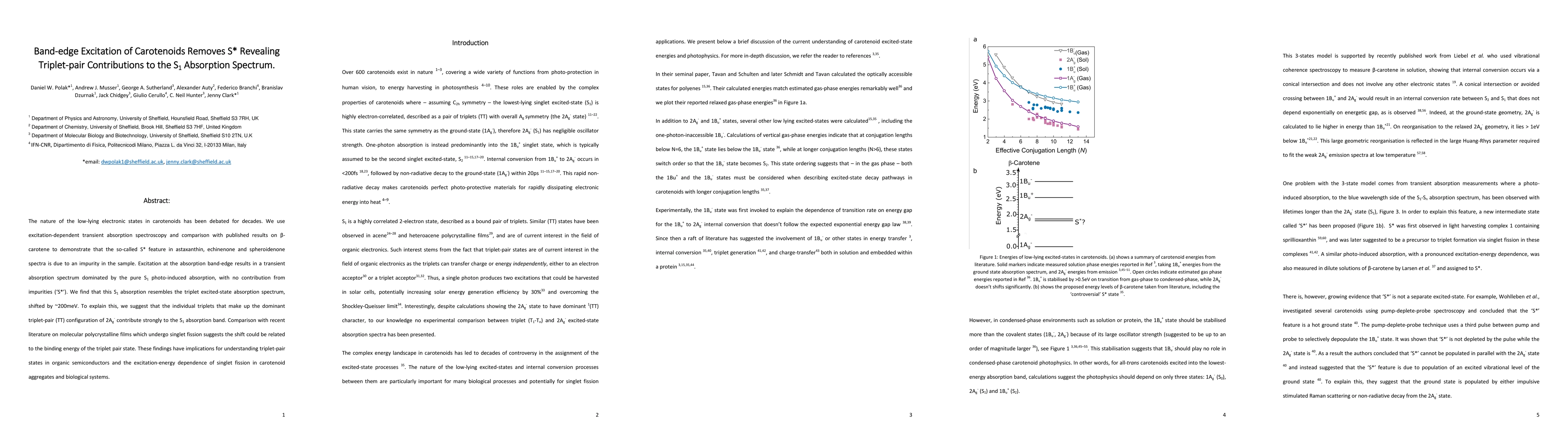 Thumbnail for Band-edge Excitation of Carotenoids Removes S* Revealing Triplet-pair
  Contributions to the S1 Absorption Spectrum