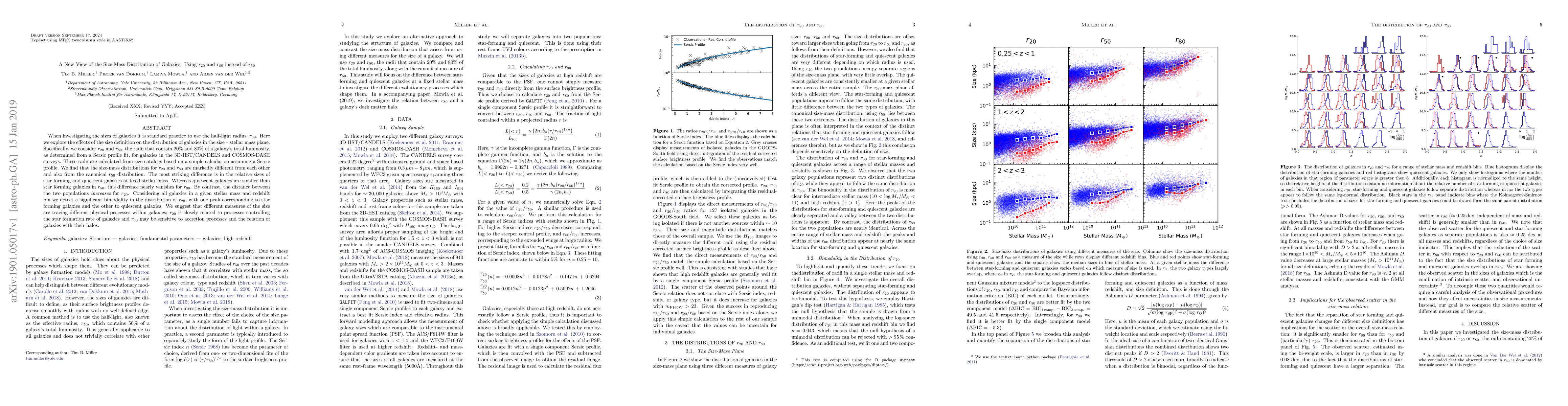 Thumbnail for A New View of the Size-Mass Distribution of Galaxies: Using $r_{20}$ and
  $r_{80}$ instead of $r_{50}$
