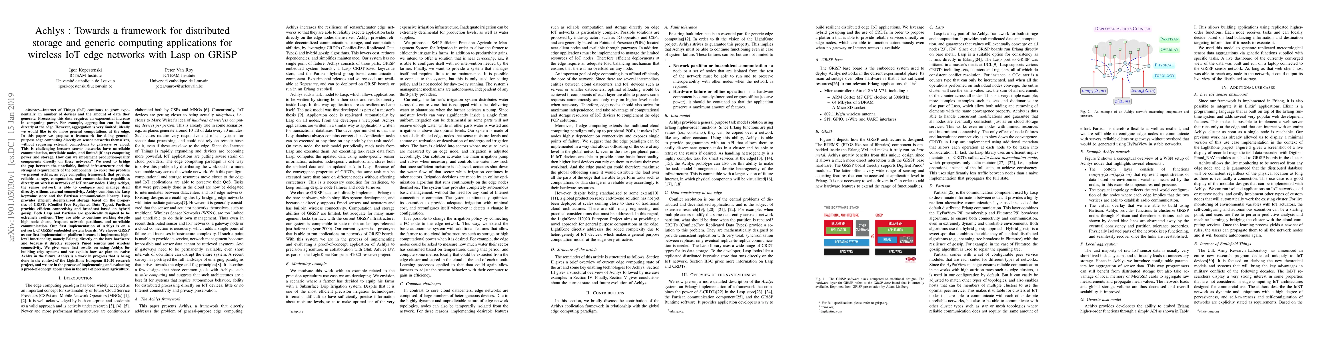 Thumbnail for Achlys : Towards a framework for distributed storage and generic
  computing applications for wireless IoT edge networks with Lasp on GRiSP