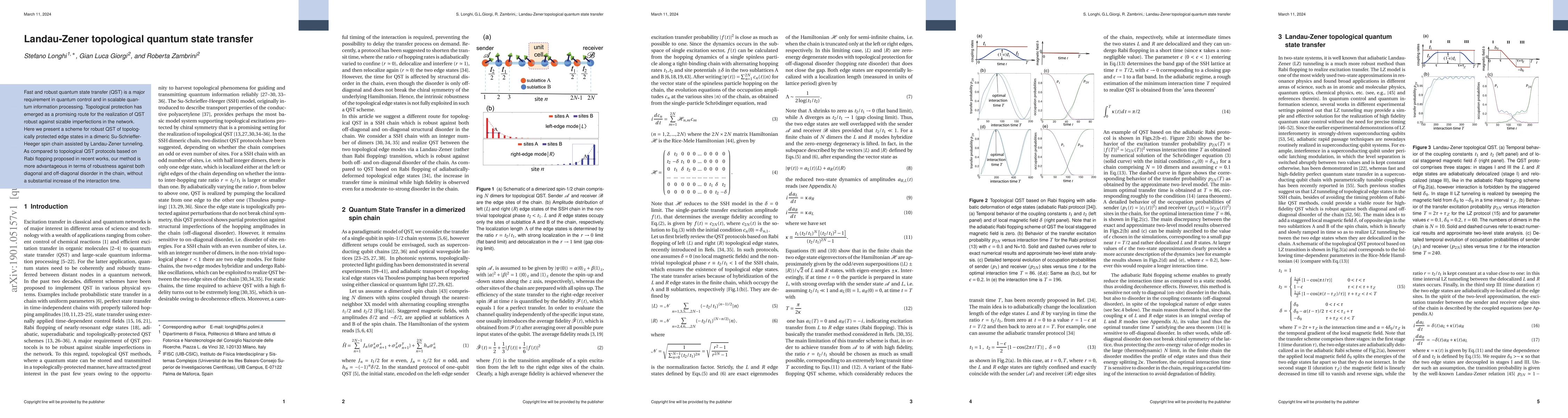 Thumbnail for Landau-Zener topological quantum state transfer