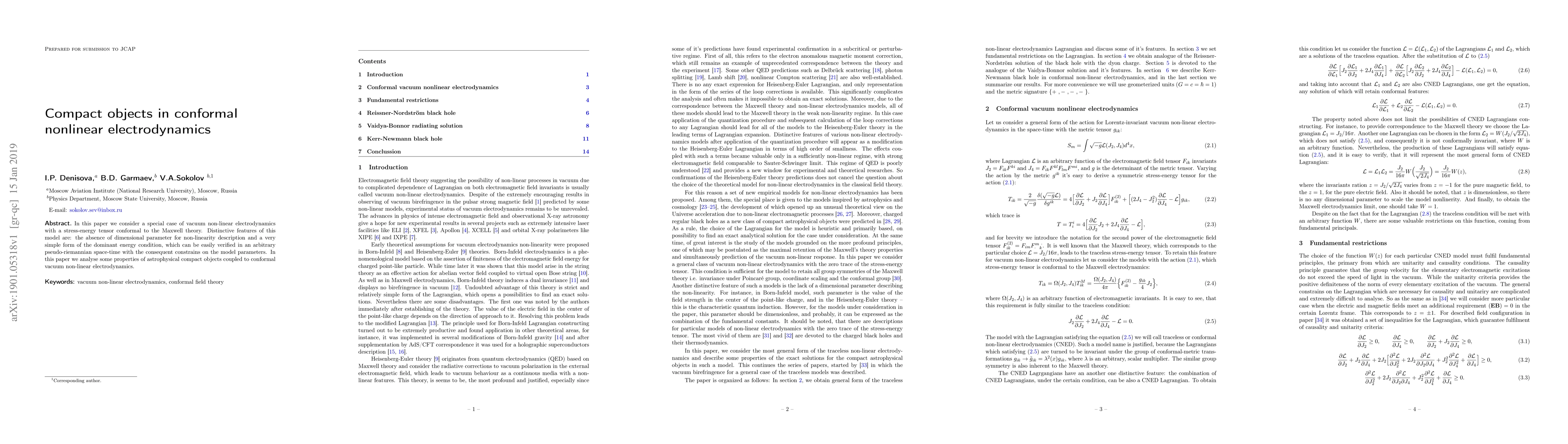 Thumbnail for Compact objects in conformal nonlinear electrodynamics