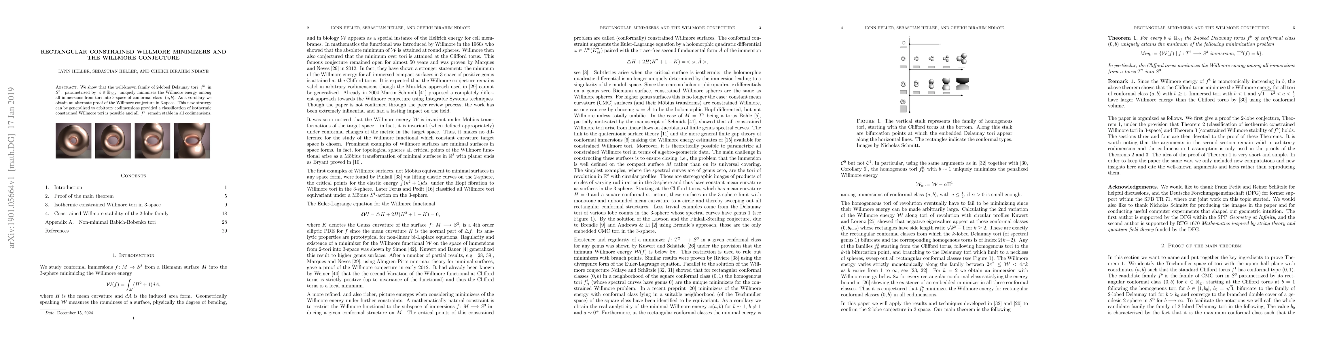 Thumbnail for Rectangular constrained Willmore minimizers and the Willmore conjecture