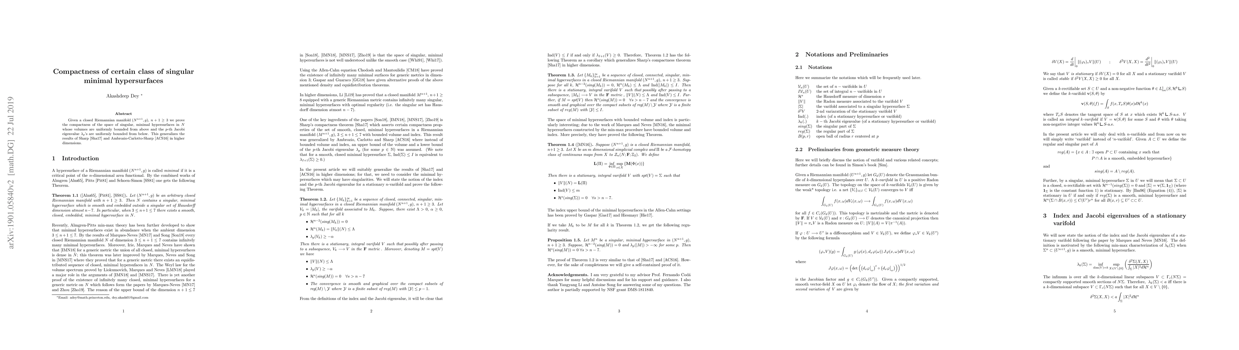 Thumbnail for Compactness of certain class of singular minimal hypersurfaces