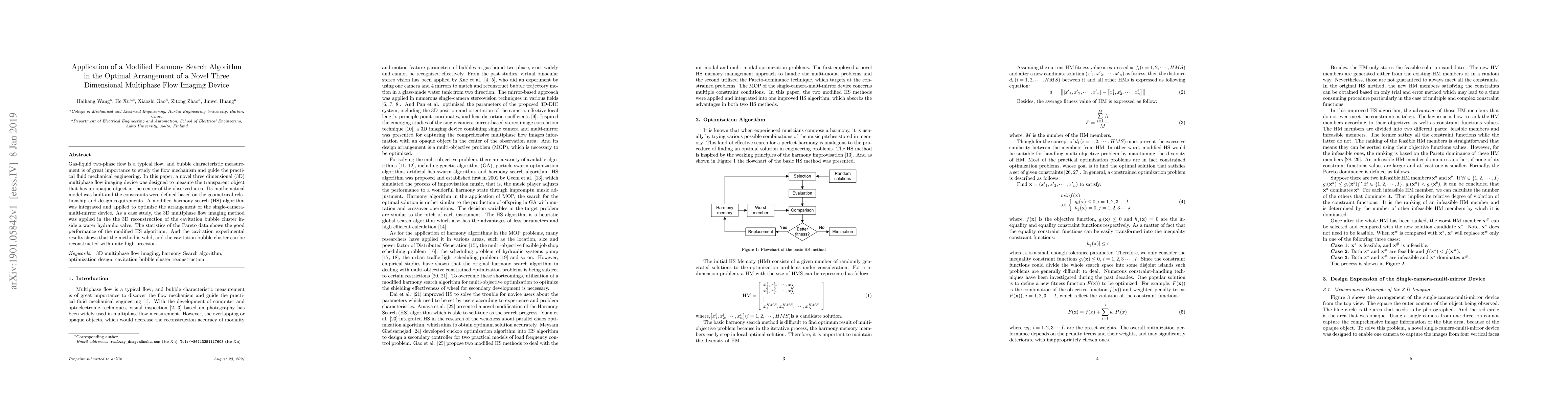 Thumbnail for Application of a Modified Harmony Search Algorithm in the Optimal
  Arrangement of a Novel Three Dimensional Multiphase Flow Imaging Device