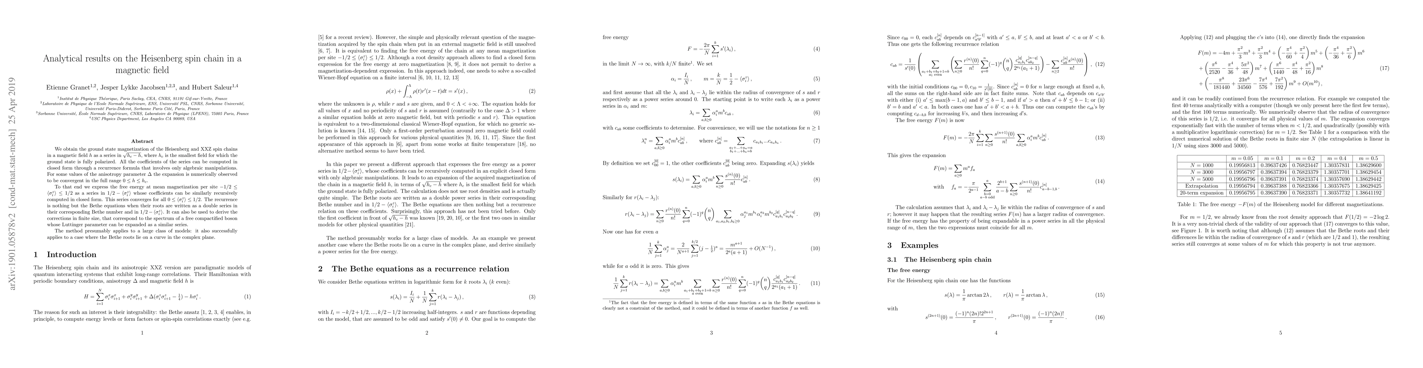 Thumbnail for Analytical results on the Heisenberg spin chain in a magnetic field