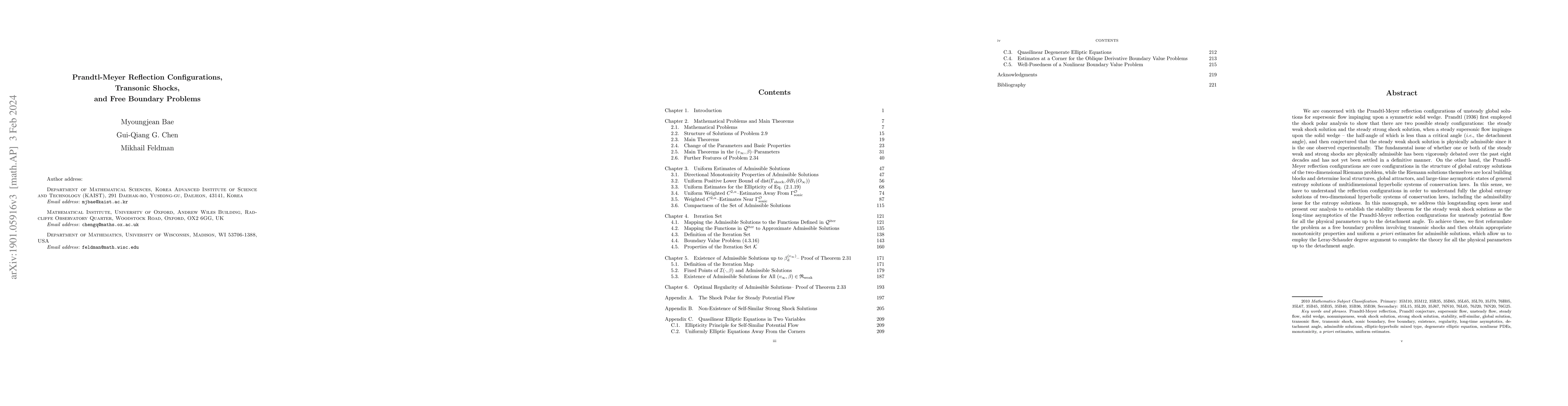 Thumbnail for Prandtl-Meyer Reflection Configurations, Transonic Shocks, and Free
  Boundary Problems