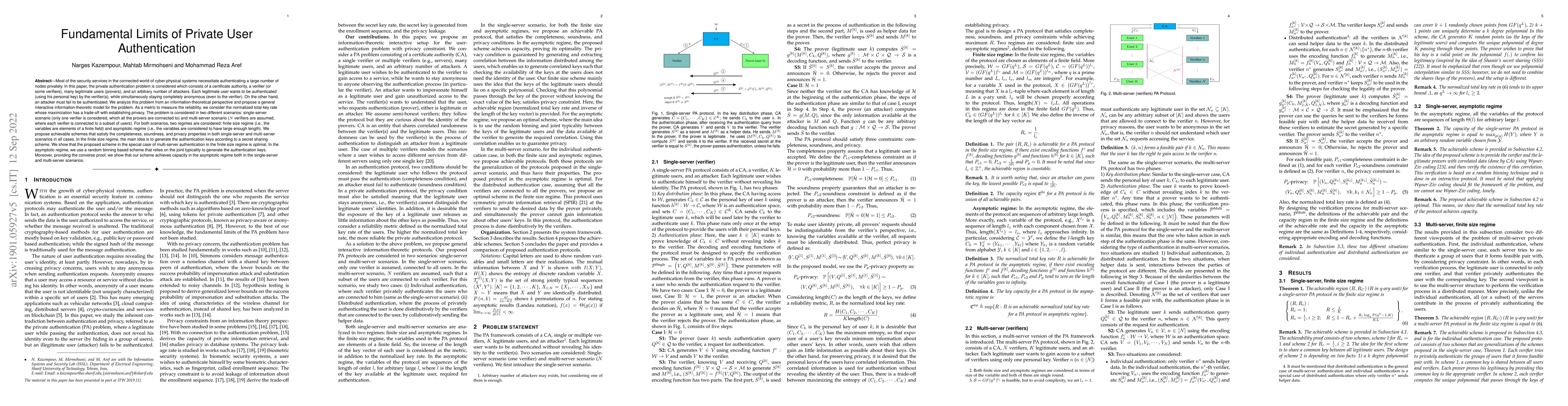 Thumbnail for Fundamental Limits of Private User Authentication