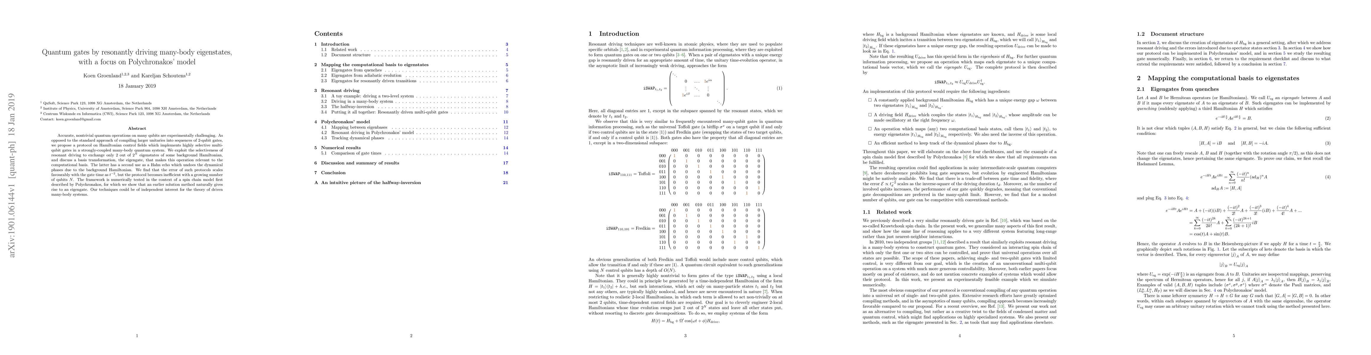 Thumbnail for Quantum gates by resonantly driving many-body eigenstates, with a focus
  on Polychronakos' model