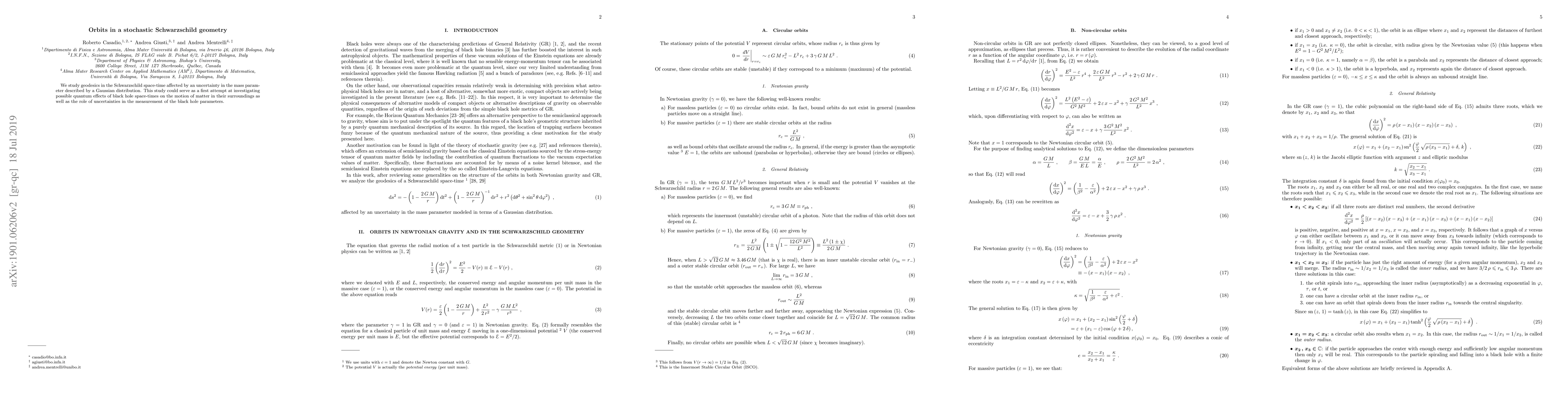 Thumbnail for Orbits in a stochastic Schwarzschild geometry