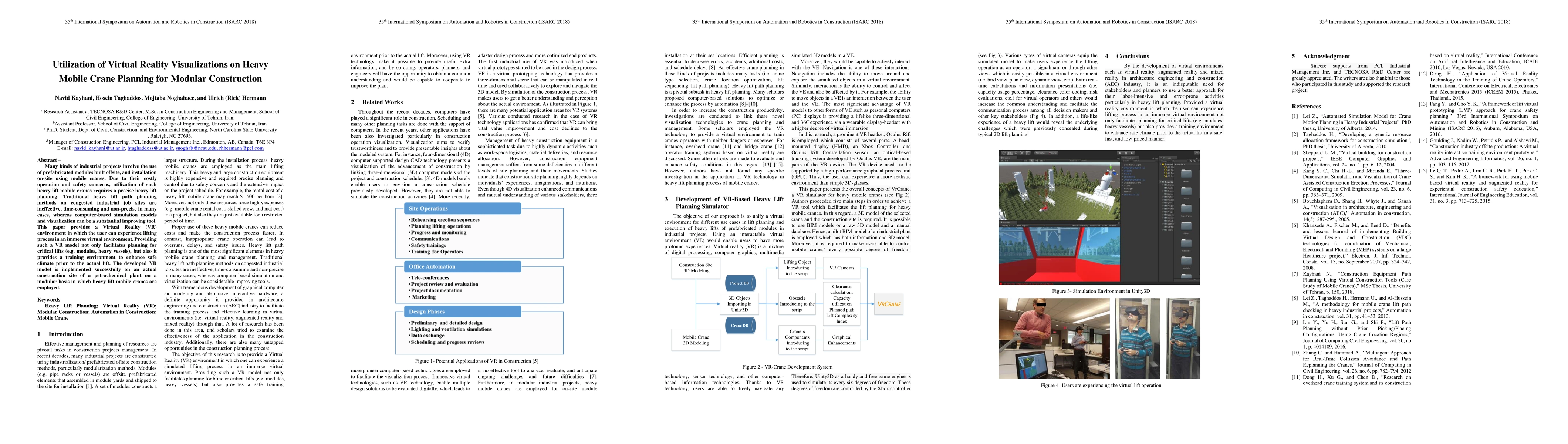 Thumbnail for Utilization of Virtual Reality Visualizations on Heavy Mobile Crane
  Planning for Modular Construction