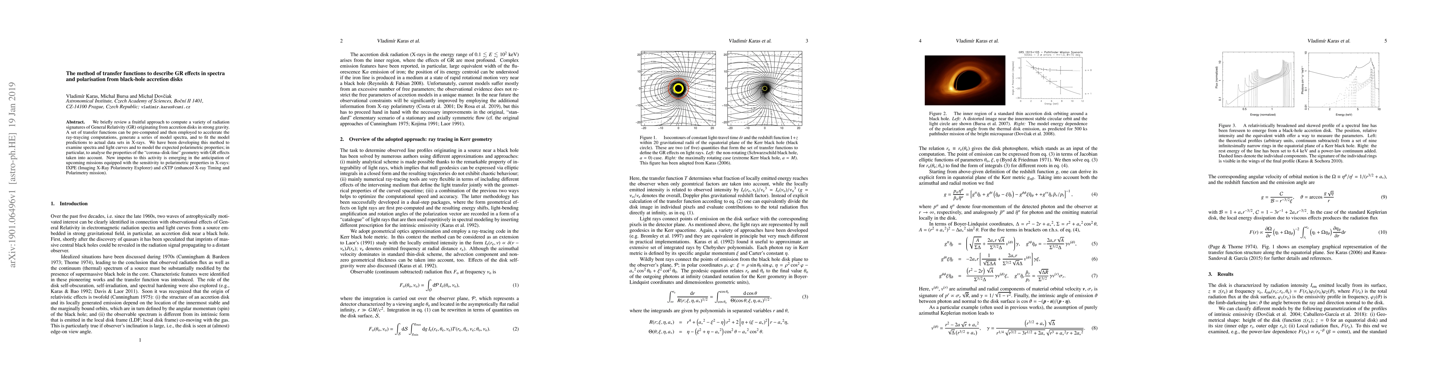 Thumbnail for The method of transfer functions to describe GR effects in spectra and
  polarisation from black-hole accretion disks