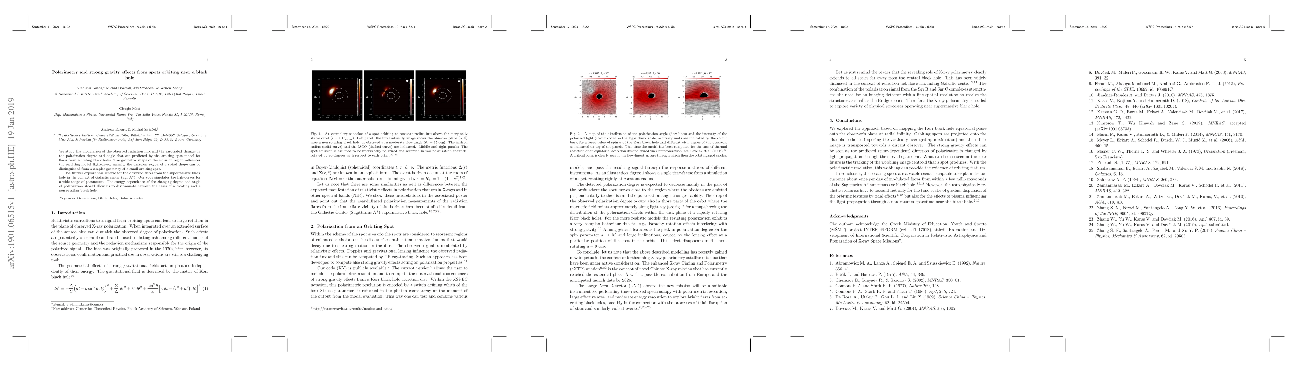 Thumbnail for Polarimetry and strong gravity effects from spots orbiting near a black
  hole