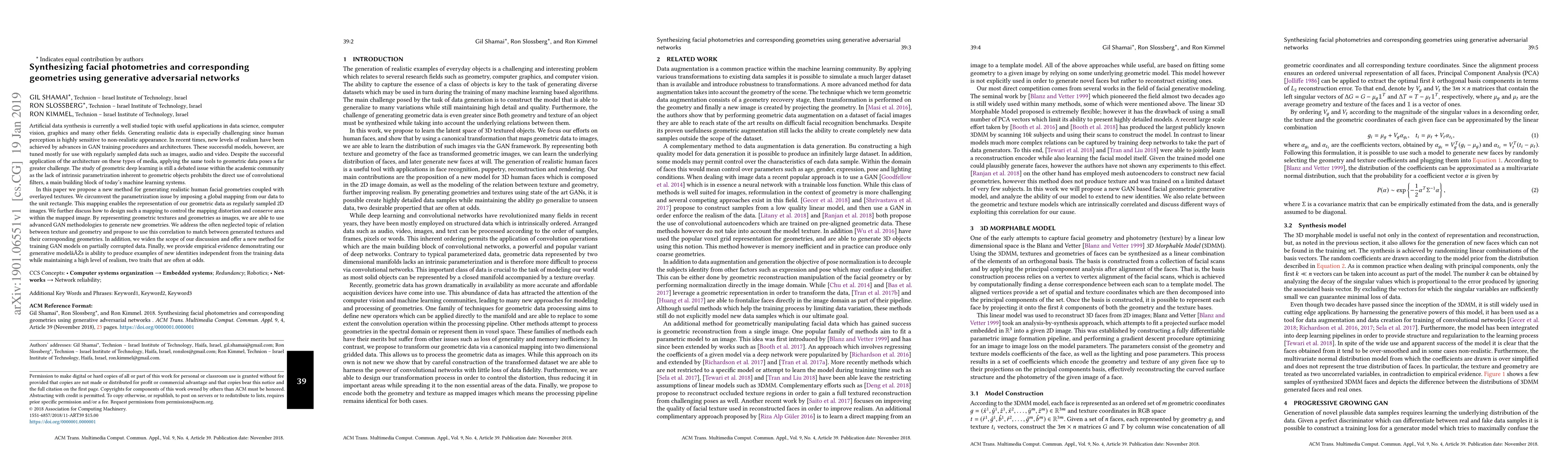 Thumbnail for Synthesizing facial photometries and corresponding geometries using
  generative adversarial networks