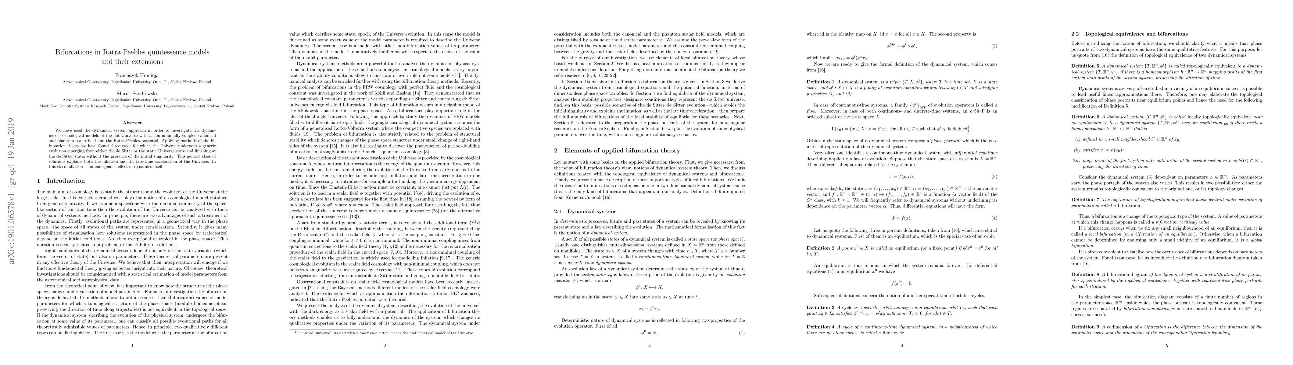 Thumbnail for Bifurcations in Ratra-Peebles quintessence models and their extensions