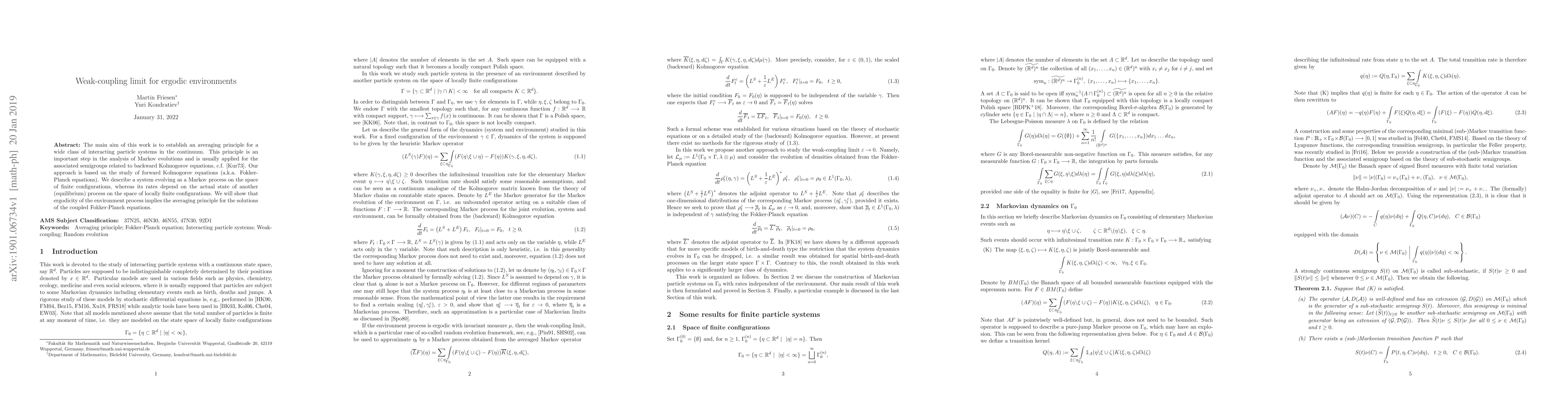 Thumbnail for Weak-coupling limit for ergodic environments