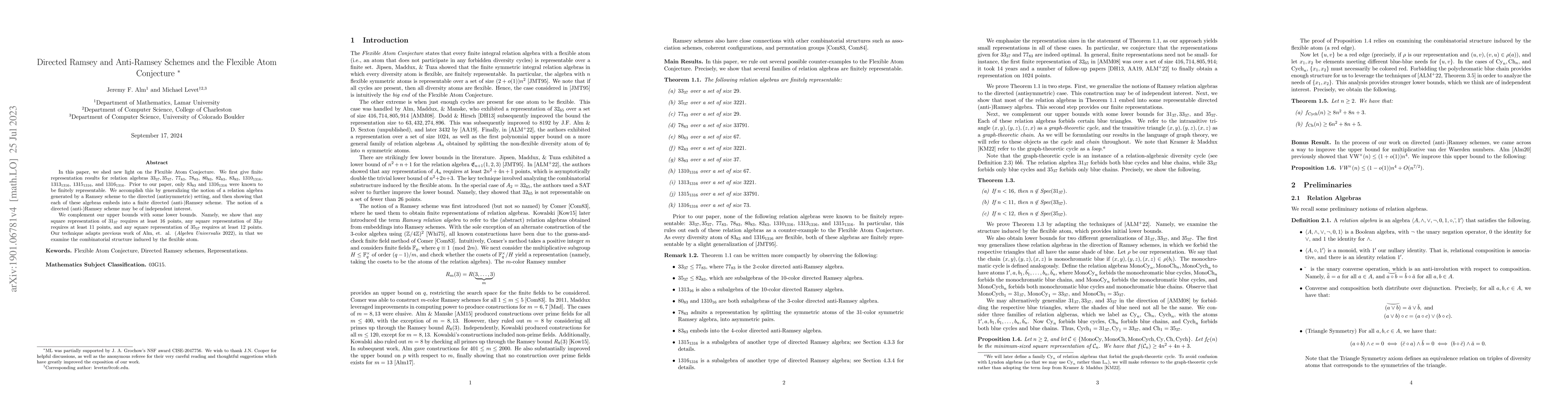 Thumbnail for Directed Ramsey and Anti-Ramsey Schemes and the Flexible Atom Conjecture