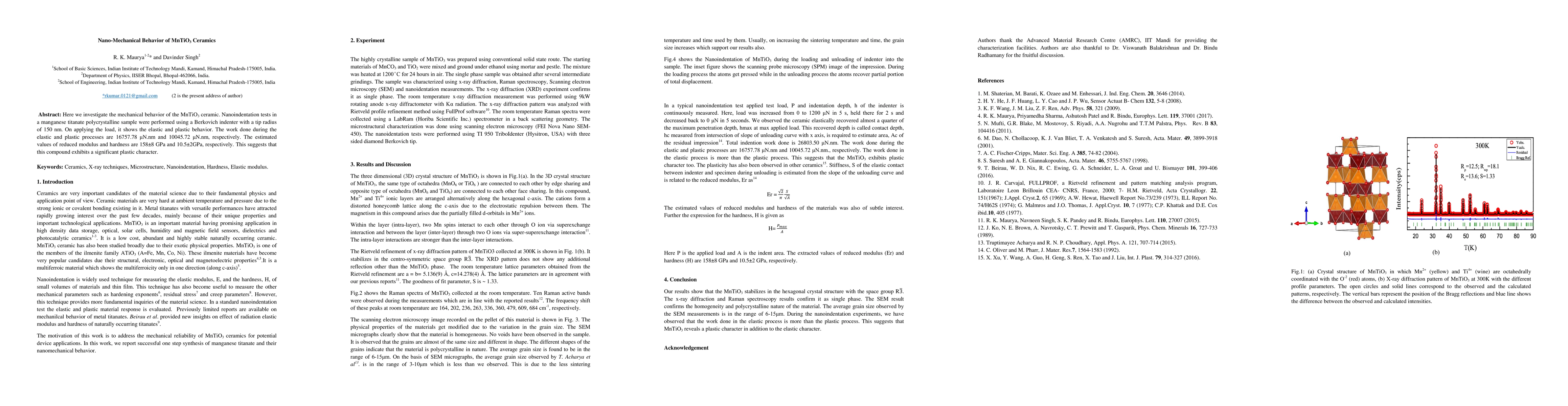 Thumbnail for Nano-Mechanical Behaviour Of MnTiO3 Ceramics