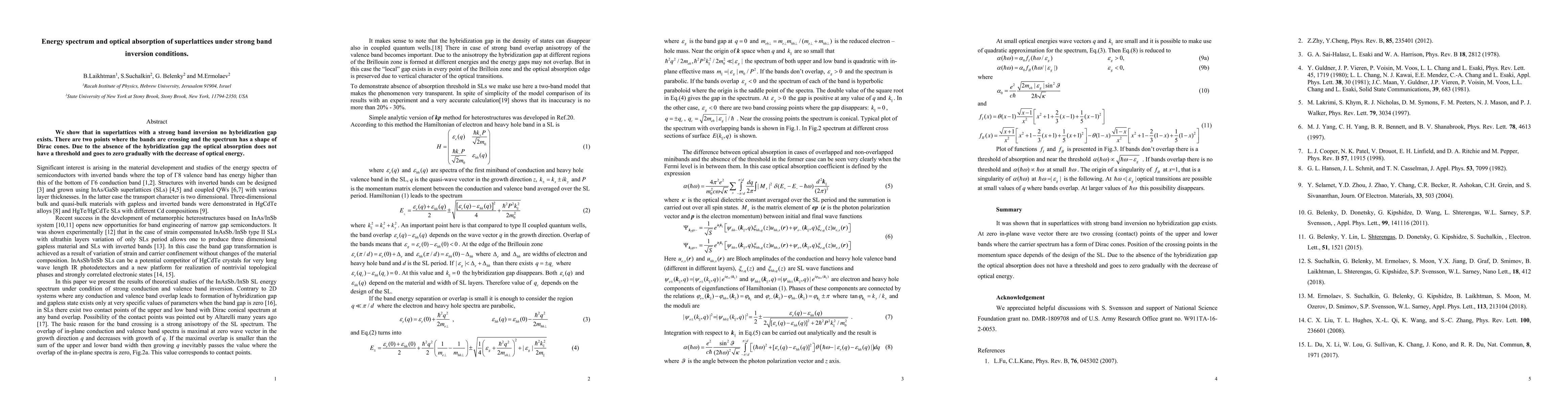 Thumbnail for Energy spectrum and optical absorption of superlattices under strong
  band inversion conditions