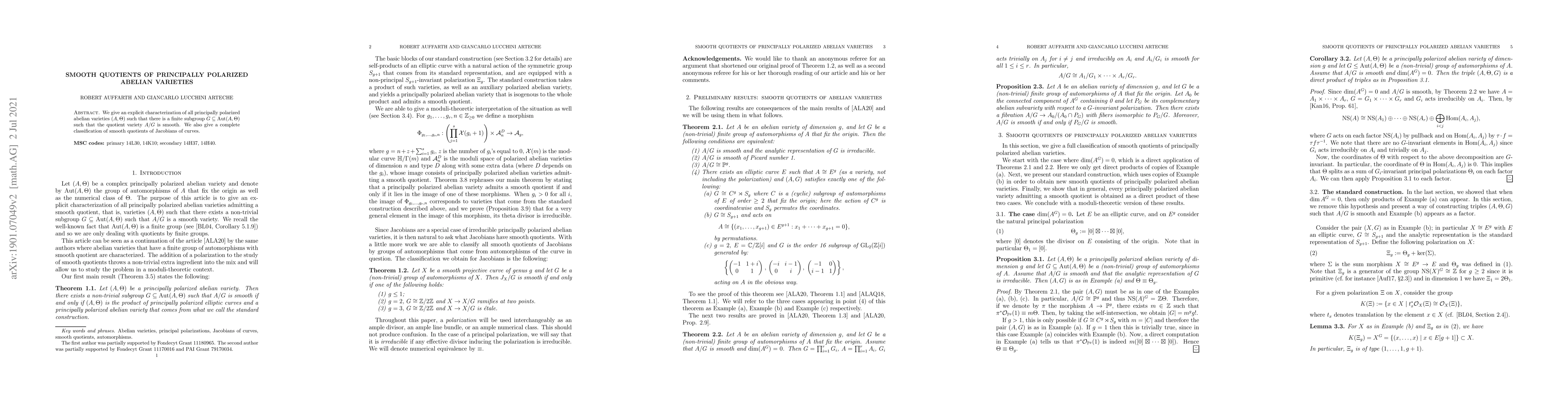 Thumbnail for Smooth quotients of principally polarized abelian varieties