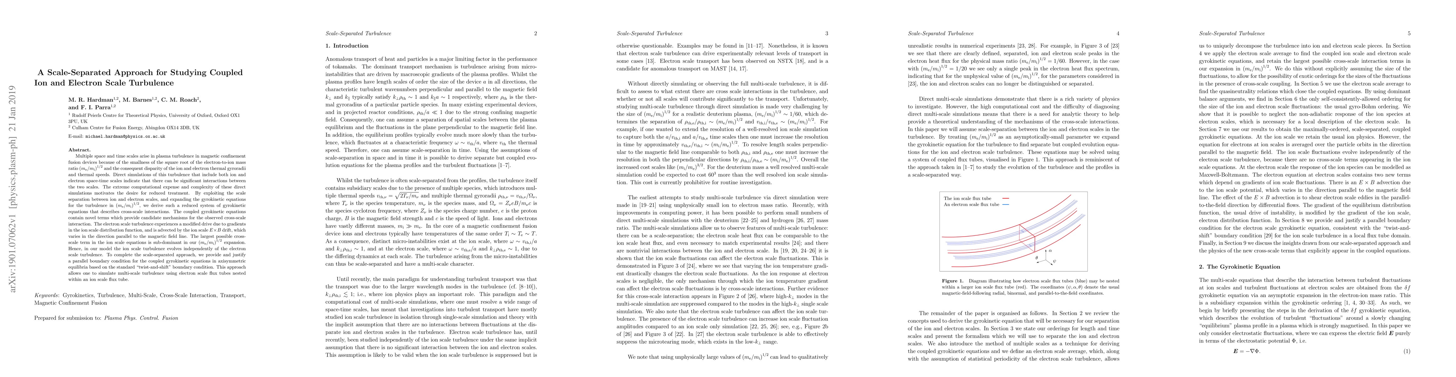 Thumbnail for A Scale-Separated Approach for Studying Coupled Ion and Electron Scale
  Turbulence