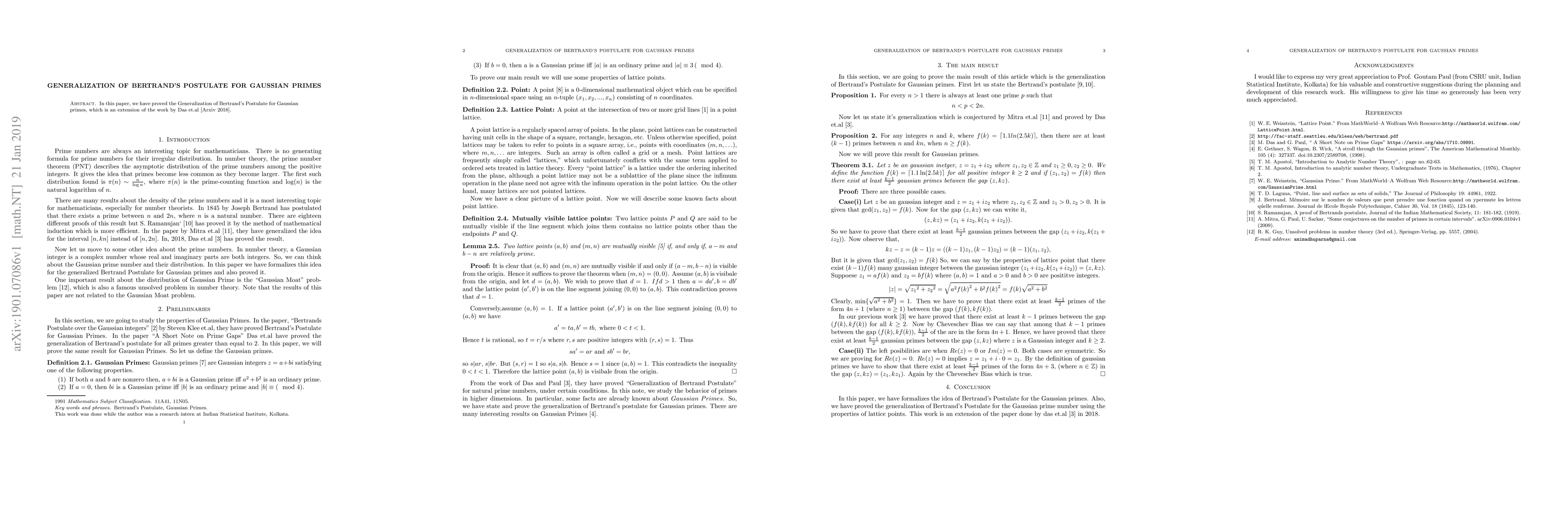 Thumbnail for Generalization of Bertrand's Postulate for Gaussian Primes