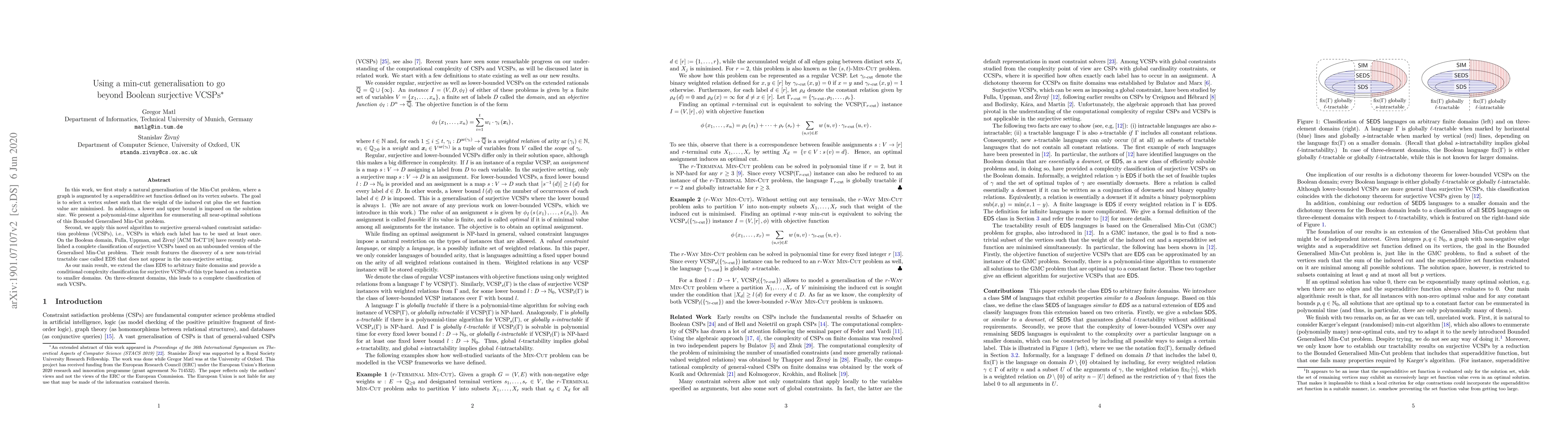 Thumbnail for Using a min-cut generalisation to go beyond Boolean surjective VCSPs