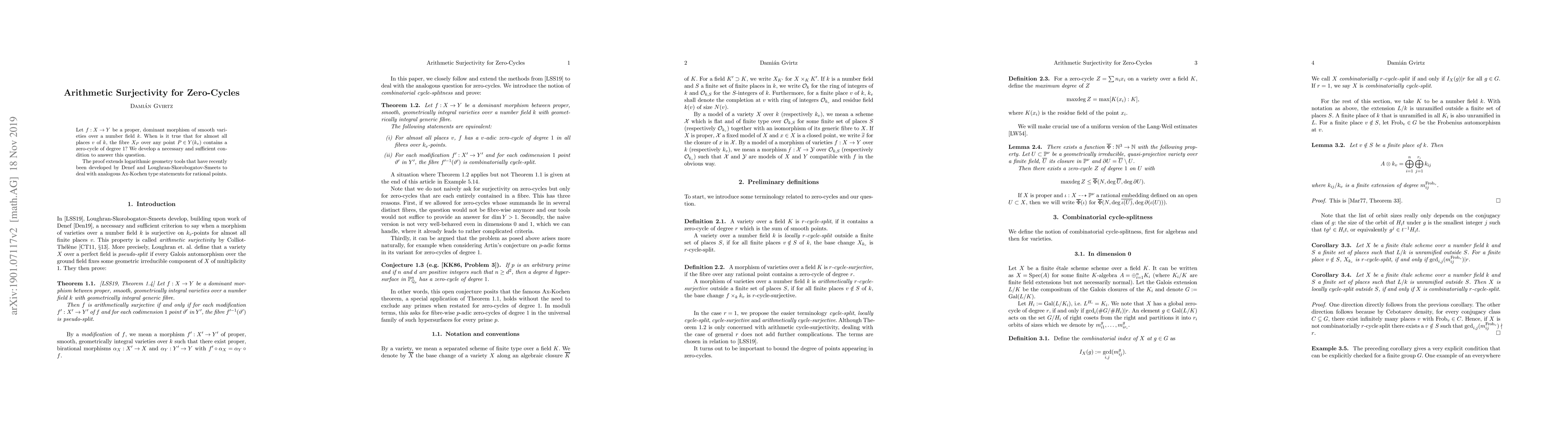 Thumbnail for Arithmetic Surjectivity for Zero-Cycles