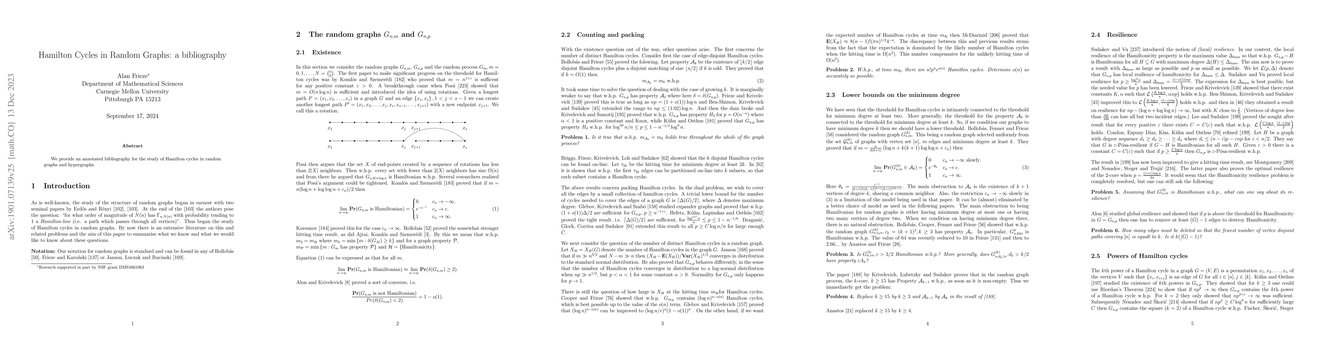 Thumbnail for Hamilton Cycles in Random Graphs: a bibliography