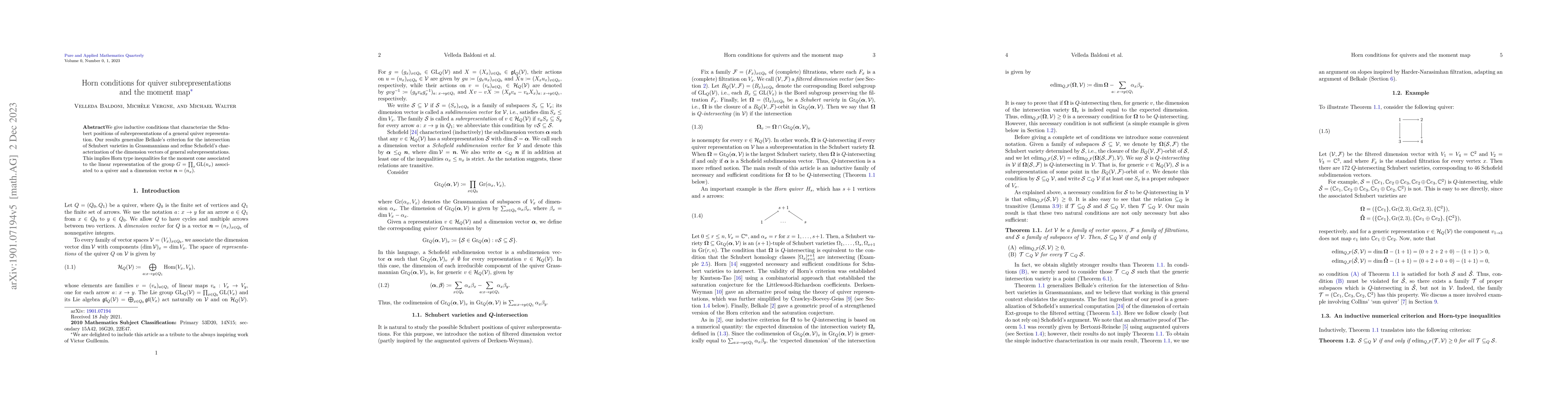 Thumbnail for Horn conditions for quiver subrepresentations and the moment map