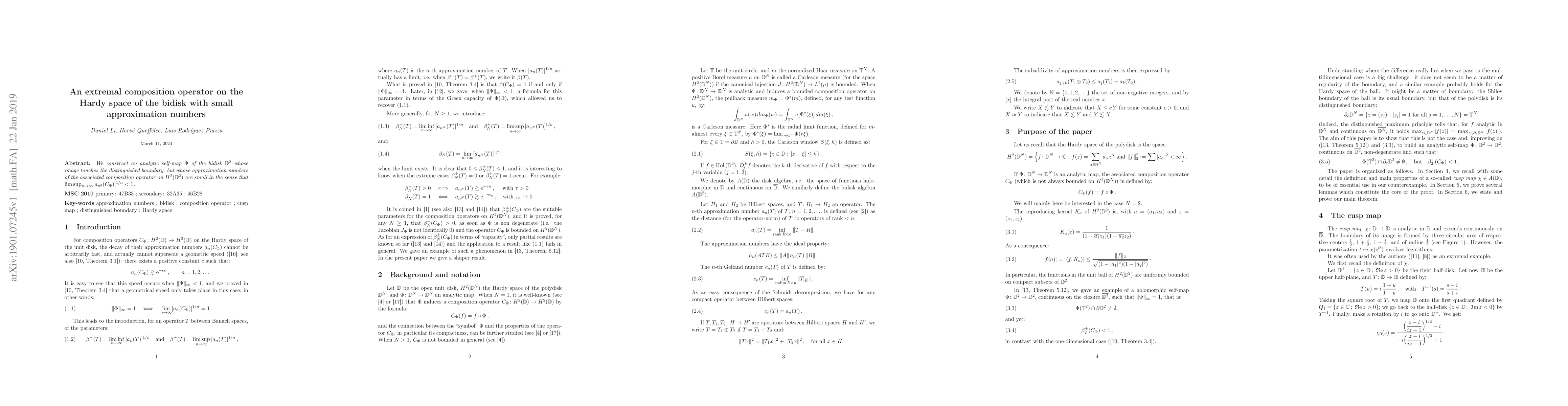 Thumbnail for An extremal composition operator on the Hardy space of the bidisk with
  small approximation numbers