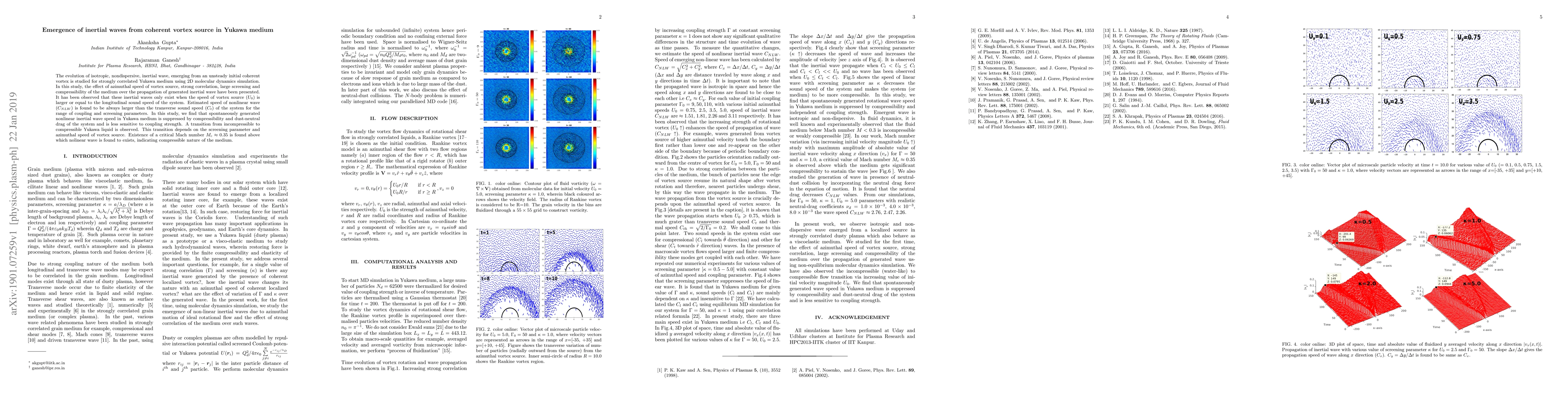 Thumbnail for Emergence of inertial waves from coherent vortex source in Yukawa medium