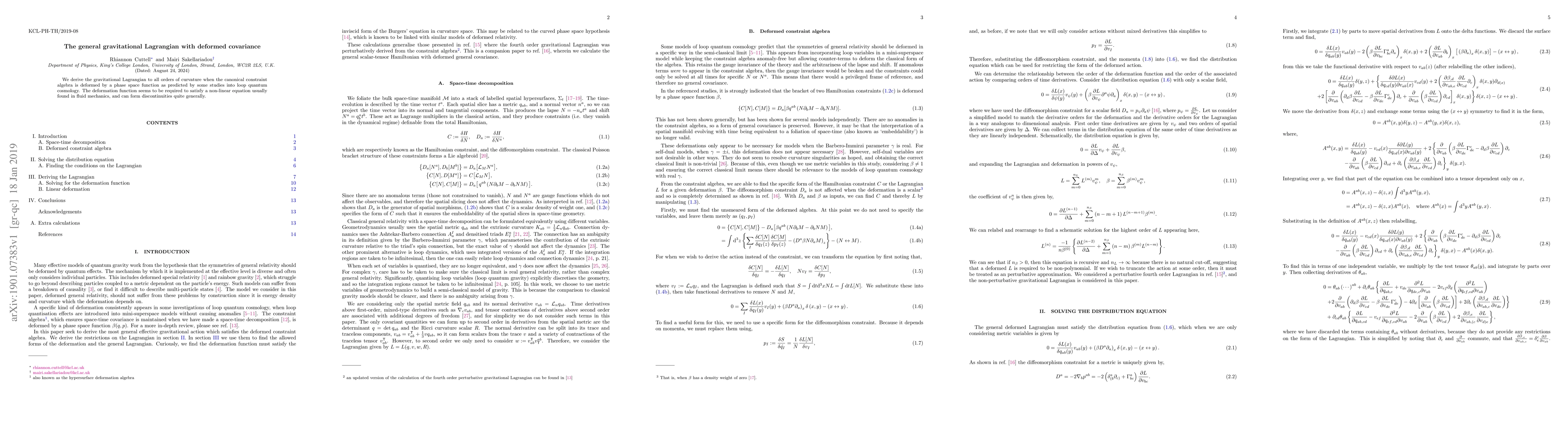 Thumbnail for The general gravitational Lagrangian with deformed covariance