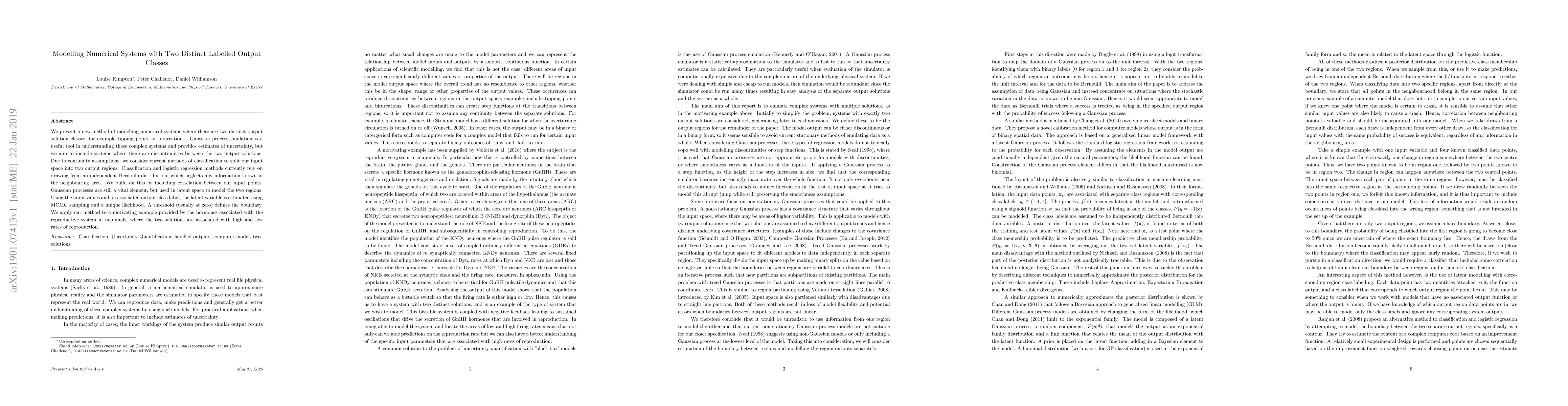Thumbnail for Modelling Numerical Systems with Two Distinct Labelled Output Classes