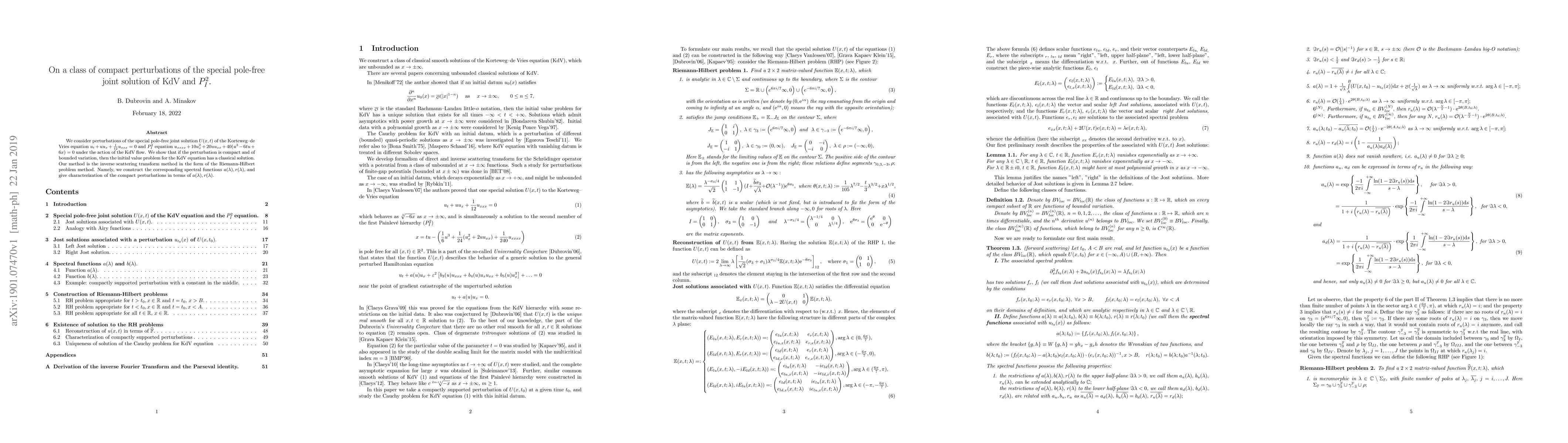 Thumbnail for On a class of compact perturbations of the special pole-free joint
  solution of KdV and $P_I^2.$