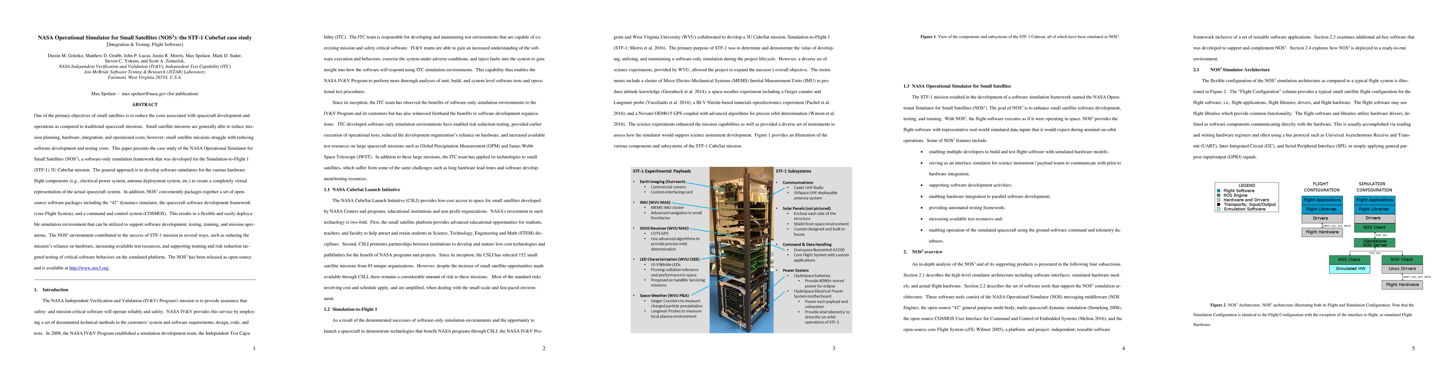 Thumbnail for NASA Operational Simulator for Small Satellites (NOS3): the STF-1
  CubeSat case study
