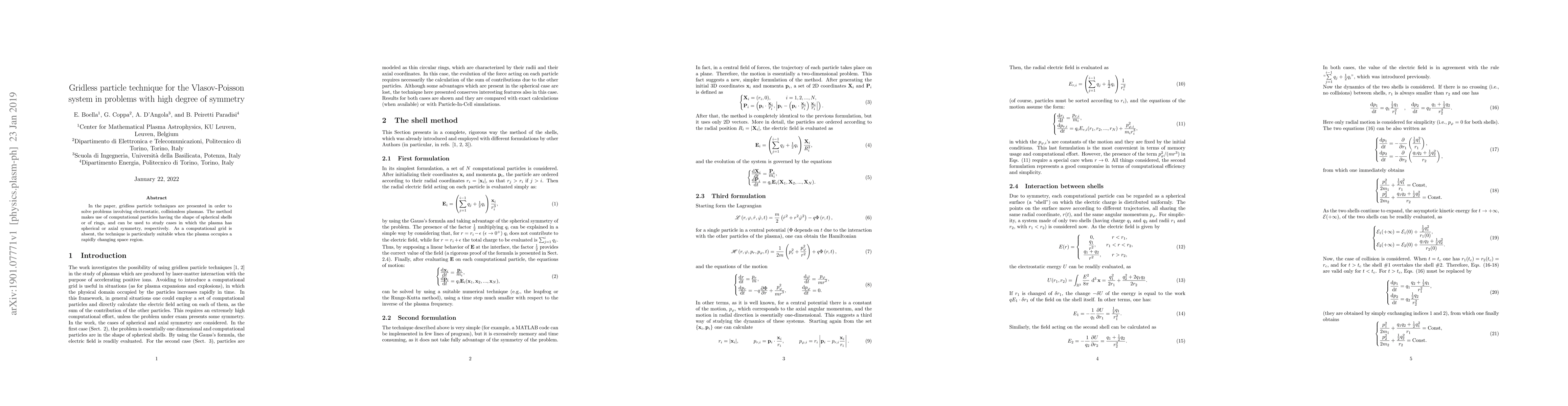 Thumbnail for Gridless particle technique for the Vlasov Poisson system in problems
  with high degree of symmetry