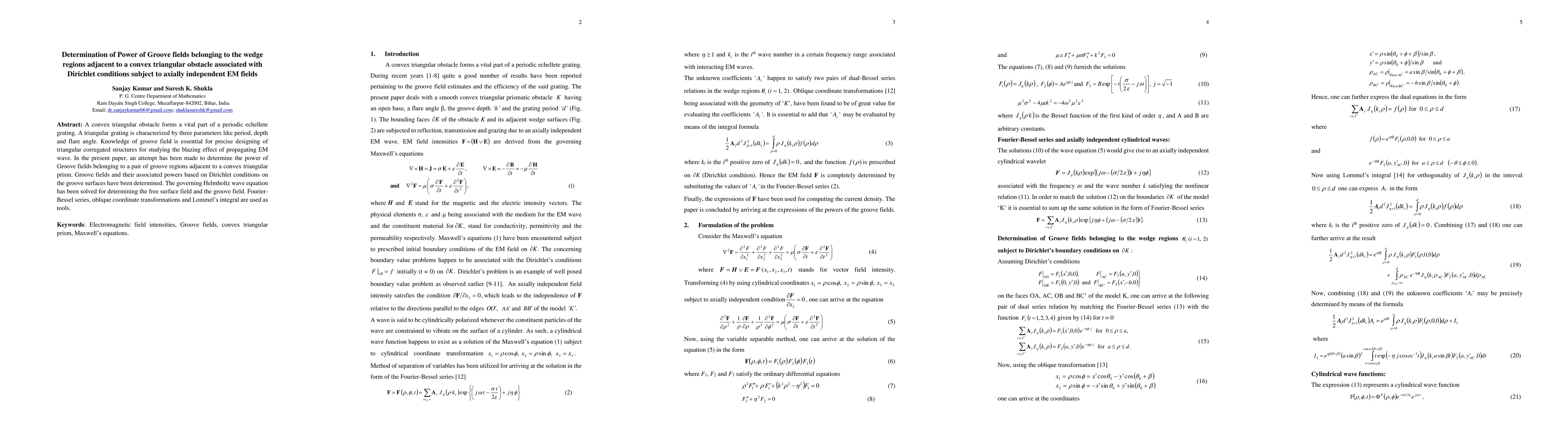 Thumbnail for Determination of Power of Groove fields belonging to the wedge regions
  adjacent to a convex triangular obstacle associated with Dirichlet conditions
  subject to axially independent EM fields