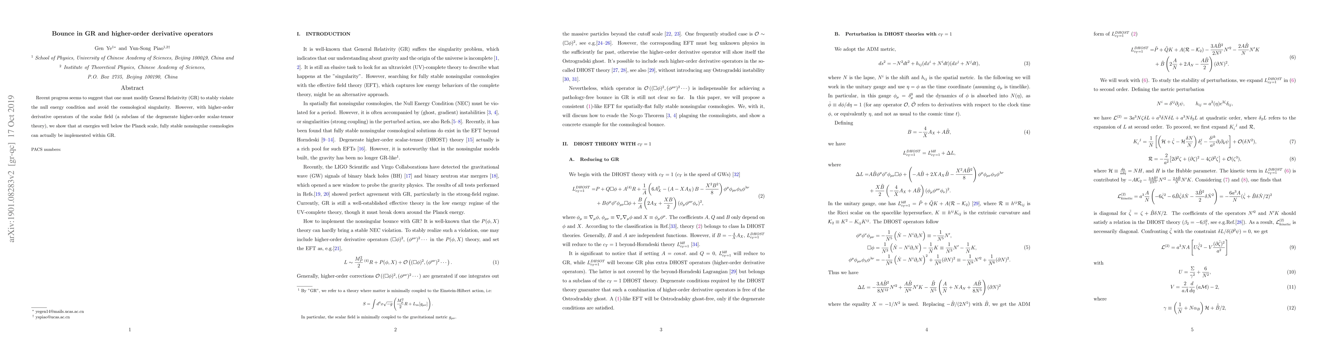 Thumbnail for Bounce in GR and higher-order derivative operators