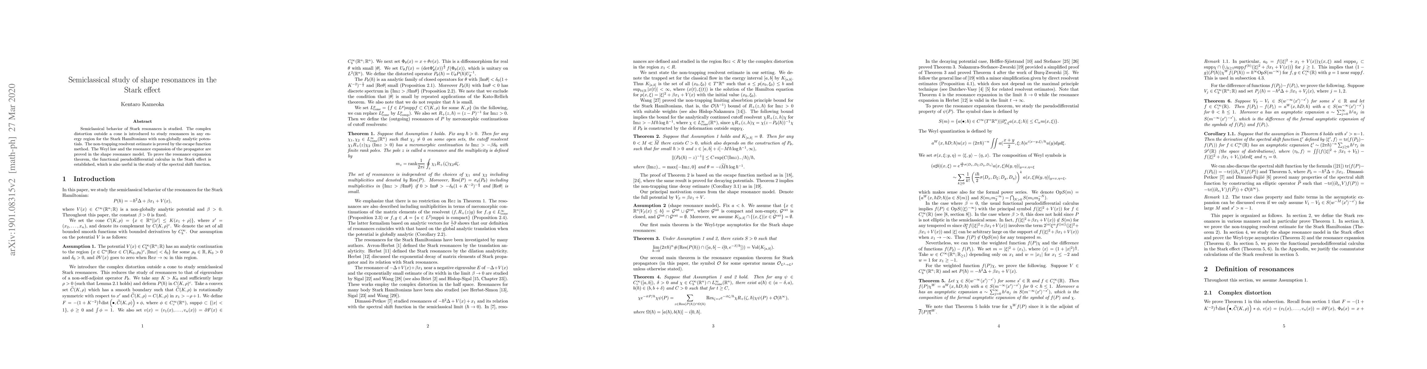 Thumbnail for Semiclassical study of shape resonances in the Stark effect