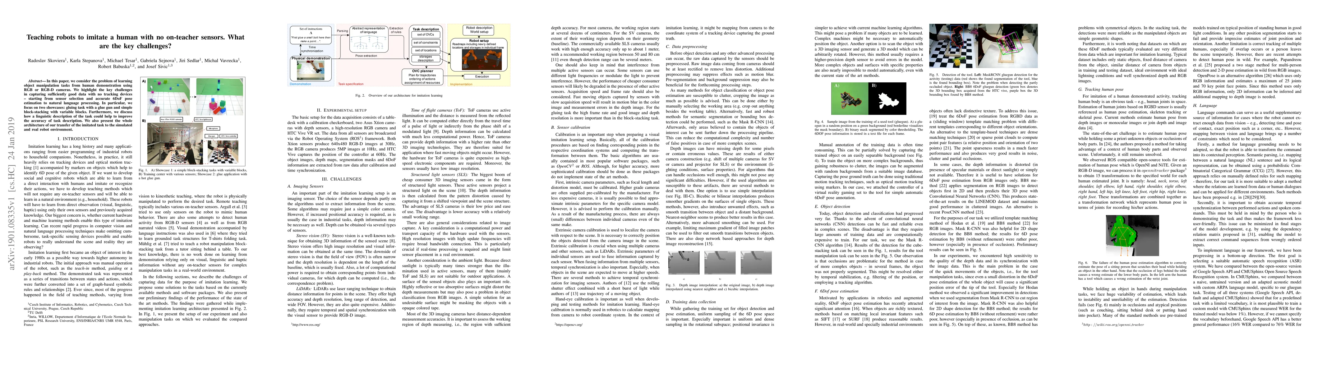 Thumbnail for Teaching robots to imitate a human with no on-teacher sensors. What are
  the key challenges?